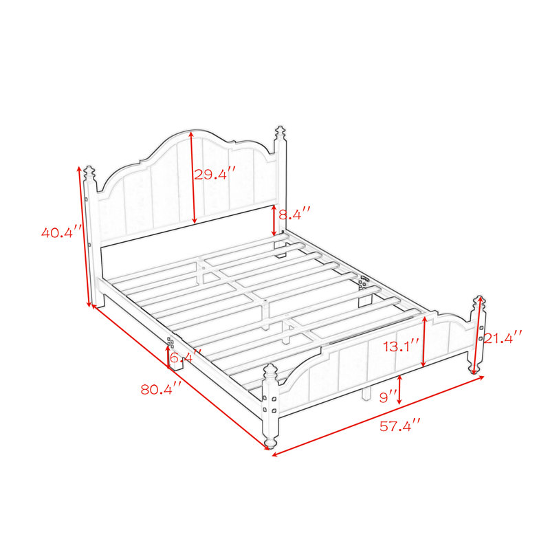 Platform Bed Frame with Headboard, Full, Espresso