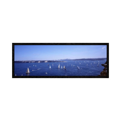 Yachts in the bay, Sydney Harbor, Sydney, New South Wales, Australia 1 Piece Panoramic Wall Art on Canvas