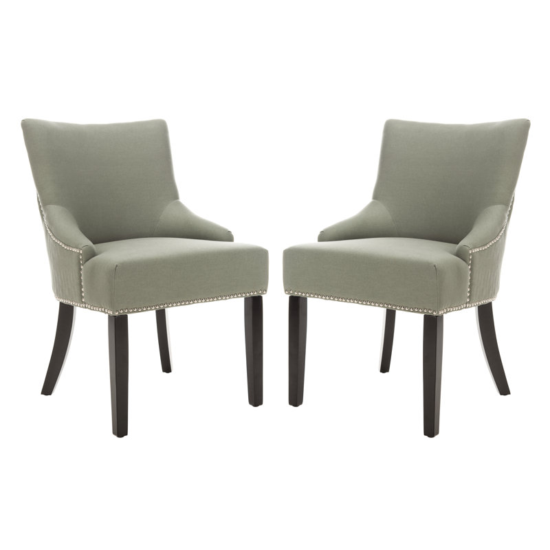 Bronte-May Tufted Upholstered Side Chair, Sea Mist, Espresso
