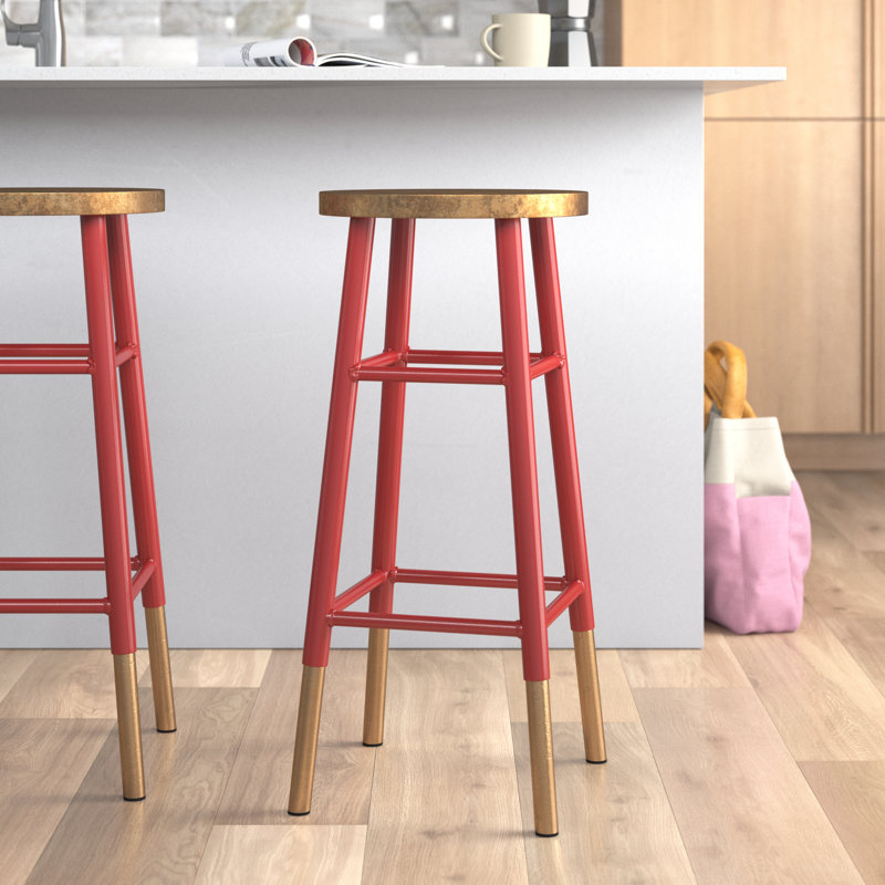 Worcester Iron Bar Stool, Red/Gold