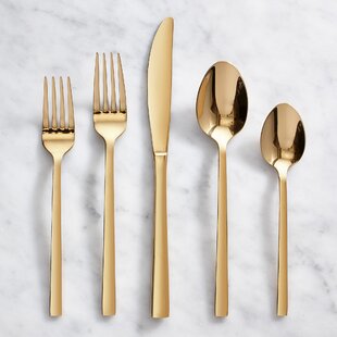 Gold Silverware Set for 8, Stainless Steel Gold Silverware Set  40 Piece , Modern Hammered Flatware Set Steak Knives for Cooking set for  Home and Restaurant, Fork Spoon Knife Set