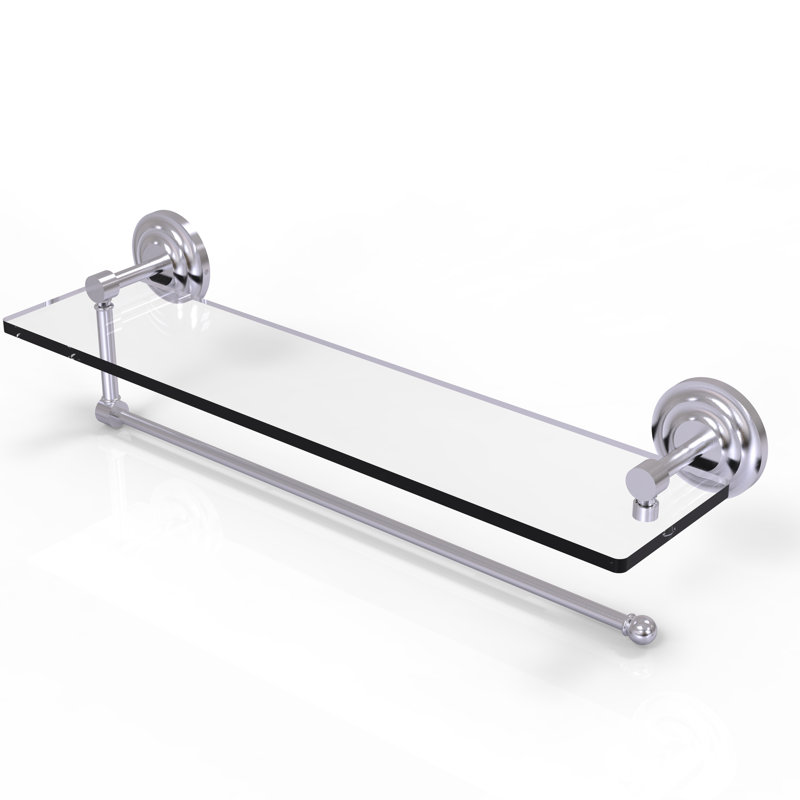 Meira Bracket Shelf with Towel Bar, Satin Chrome, 5" H x 22" W x 5" D