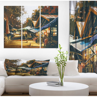 « soirée marché traditionnel en peinture à l’huile », reproduction de peinture à l’huile sur toile tendue