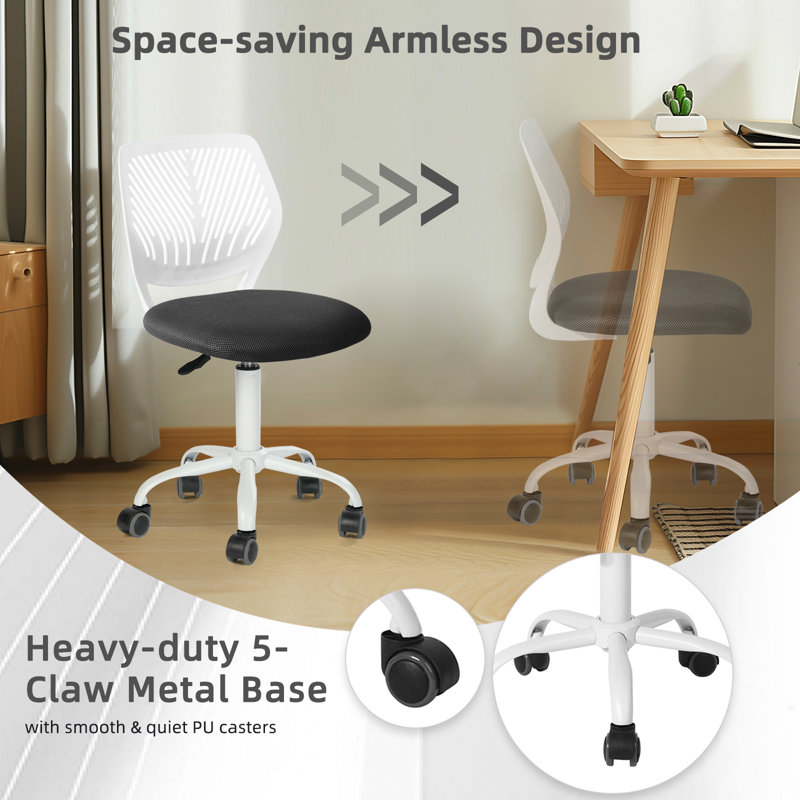 Denishia Modern Stylish Office Task Chair with Fabric Seat Adjustable Height for Teenager, Black/White