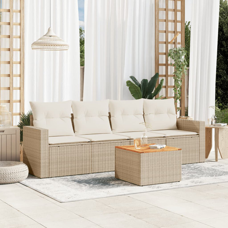 Ensemble de canapé de jardin Vidaxl beige et blanc crème