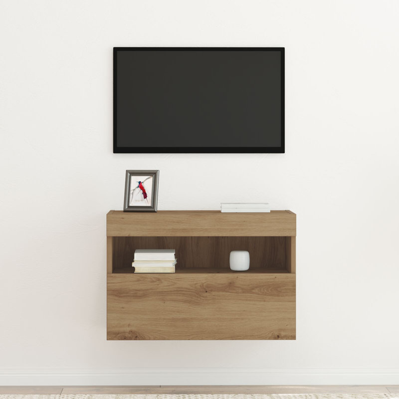 TV Wall Cabinet Wood Standard Rustic TV Stand, Artisan Oak