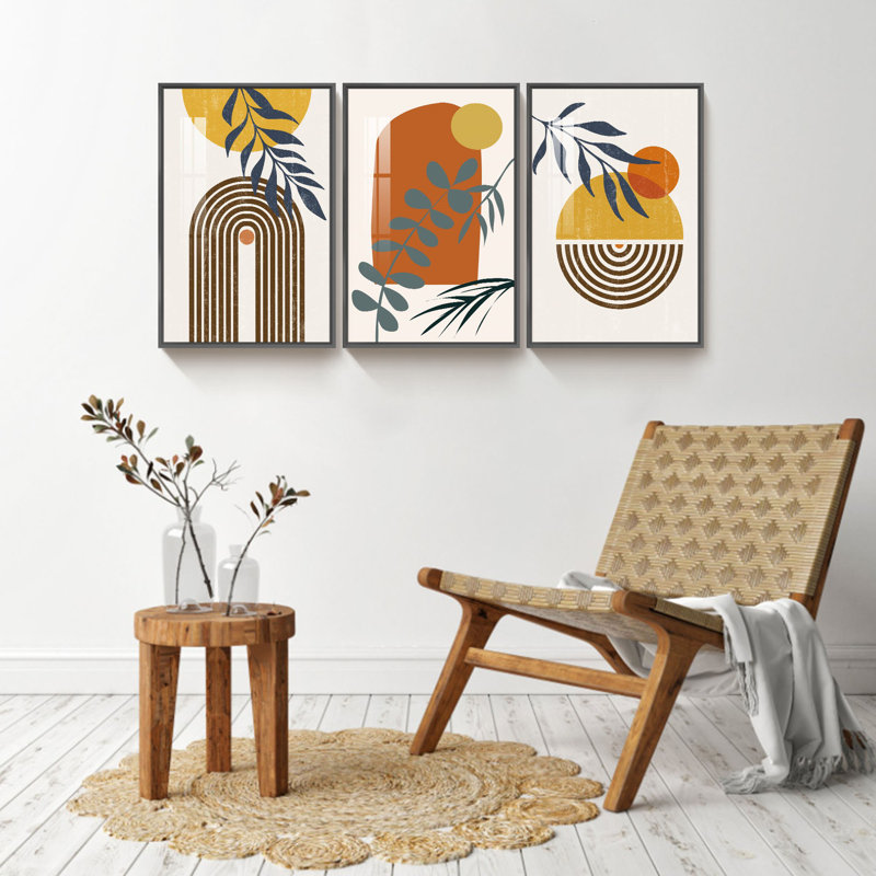 Boho 3 pièces, H 16 po x l 36 po x P 1 po, Noir