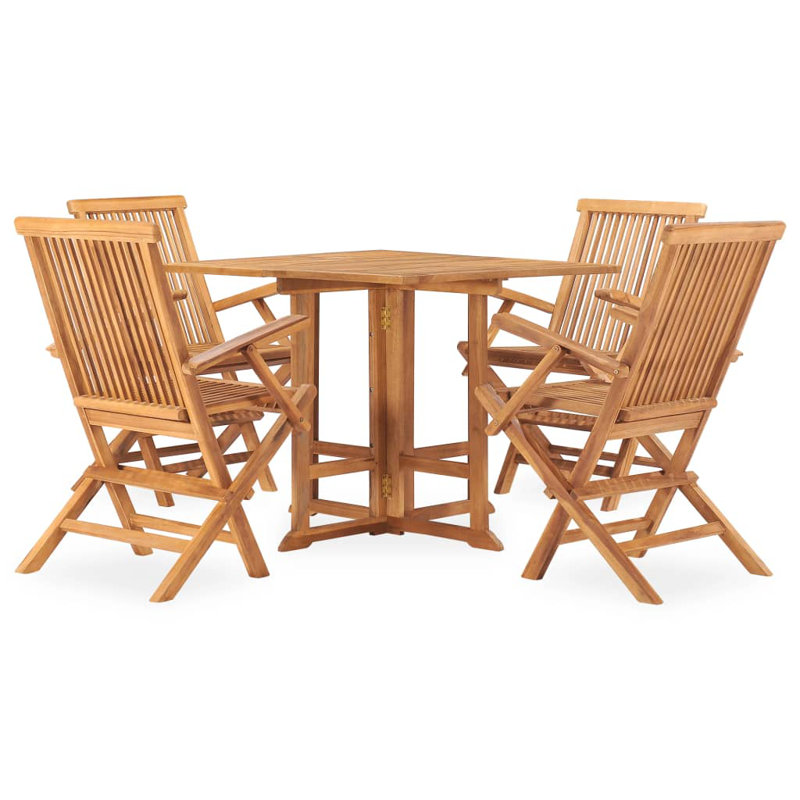 Rectangular 4 - Person Teak Dining Set, 35.43" L x 35.43" W x 29.53" H