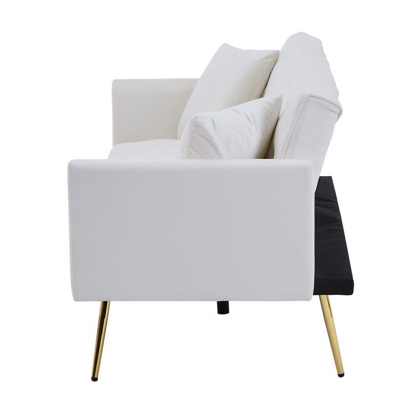 Canapé-lit simple à dossier capitonné 72 po Talmadge, Beige