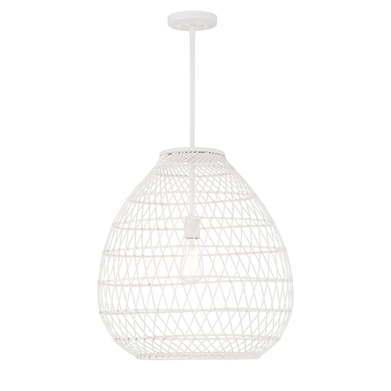 Maya Bisque White Resin Wicker 1-Light Pendant