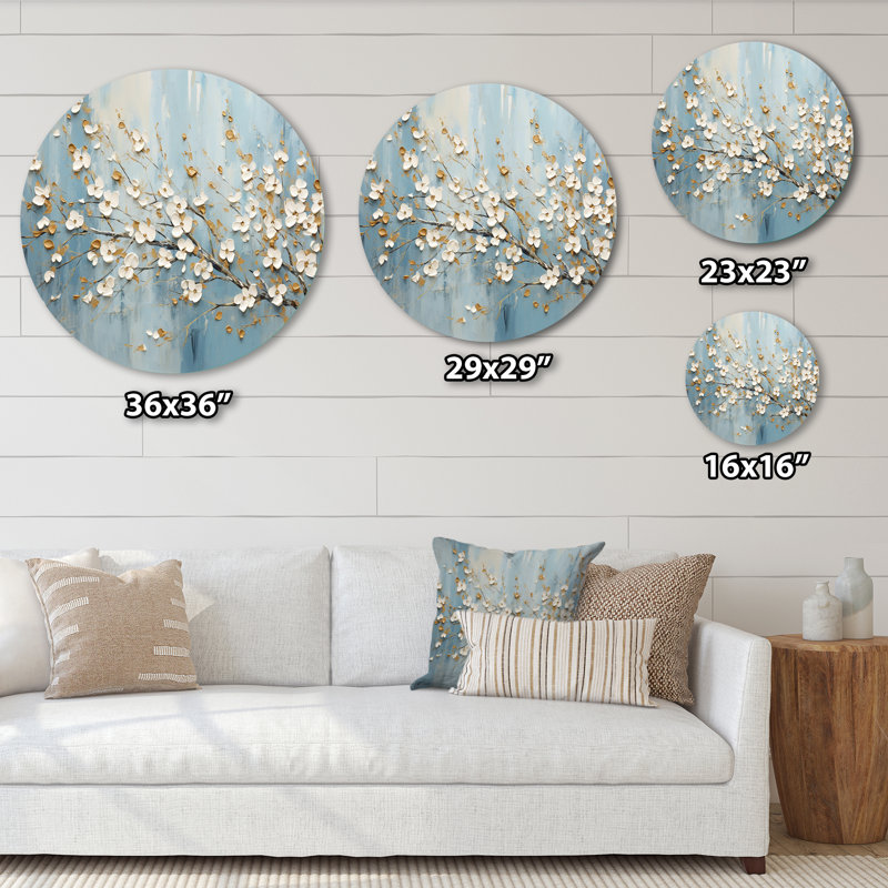 Glenville - art mural floral rond en métal, H 29 po x l 29 po