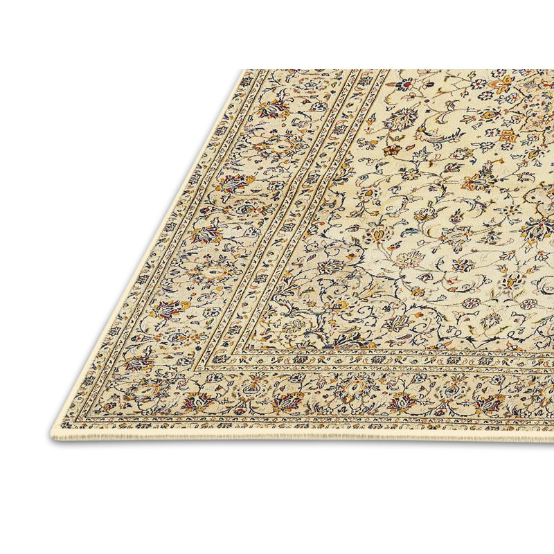 Tapis beige/noir traditionnel Attah, Rectangle 5 pi x 7 pi