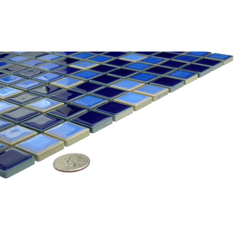 Afloat™ 13" x 13" Porcelain Mosaic Sheet, Cobalt