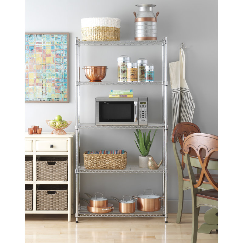 Étagère Medlin H 72 po x l 36 po x P 14 po, Chrome