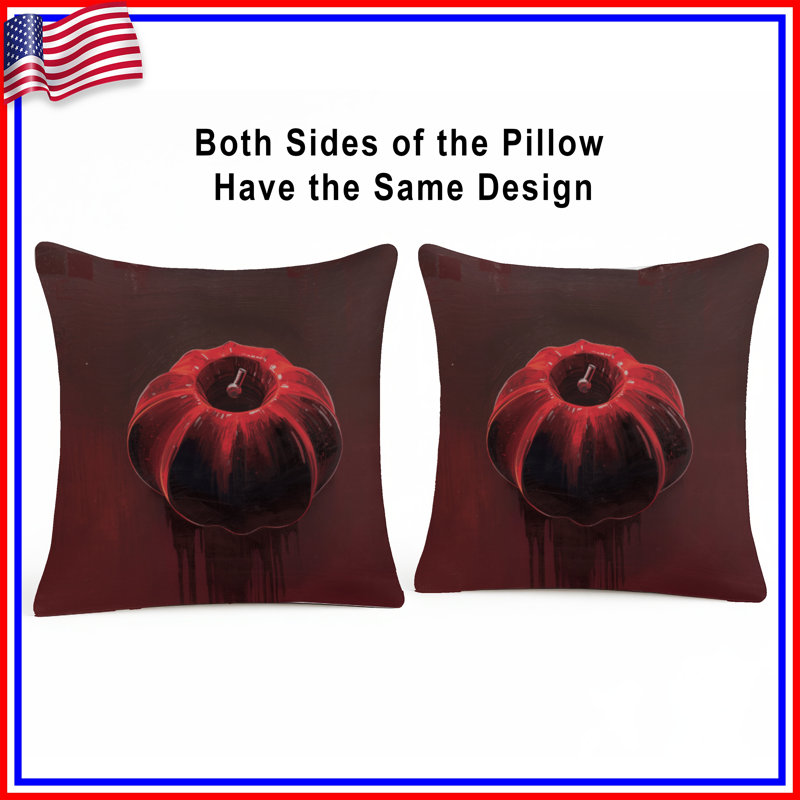Coussins décoratifs rouges à double face citrouille métallique, 26 po x 26 po