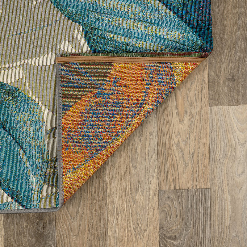 Tapis d'intérieur / extérieur à motif floral tropical Tropical, Rectangle 5 pi 3 po x 7 pi