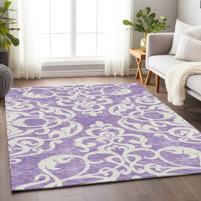 Premium Machine Washable Prisco Purple Rug