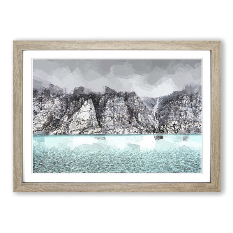 Fog over Baffin Island in Canada in Abstract - Picture Frame Graphic Art Print, 27cm H x 36cm W x 2cm D, Oak Framed