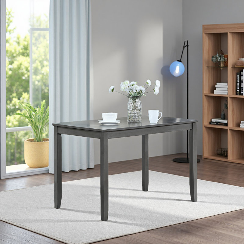 Wooden Dining Rectangular Table, Kitchen Table For Small Space, 4 Person Dining Table, Grey