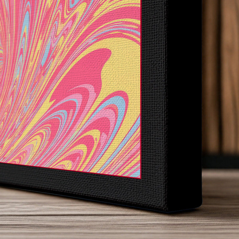 Marbled Energy Modern 1 Piece Wrapped Canvas Wall Art, 36x24 - 91.4 x 61.0 cm, Black Border
