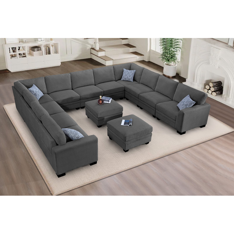 13Ps Corduroy Flexible Combination Sectional, Gray Corduroy