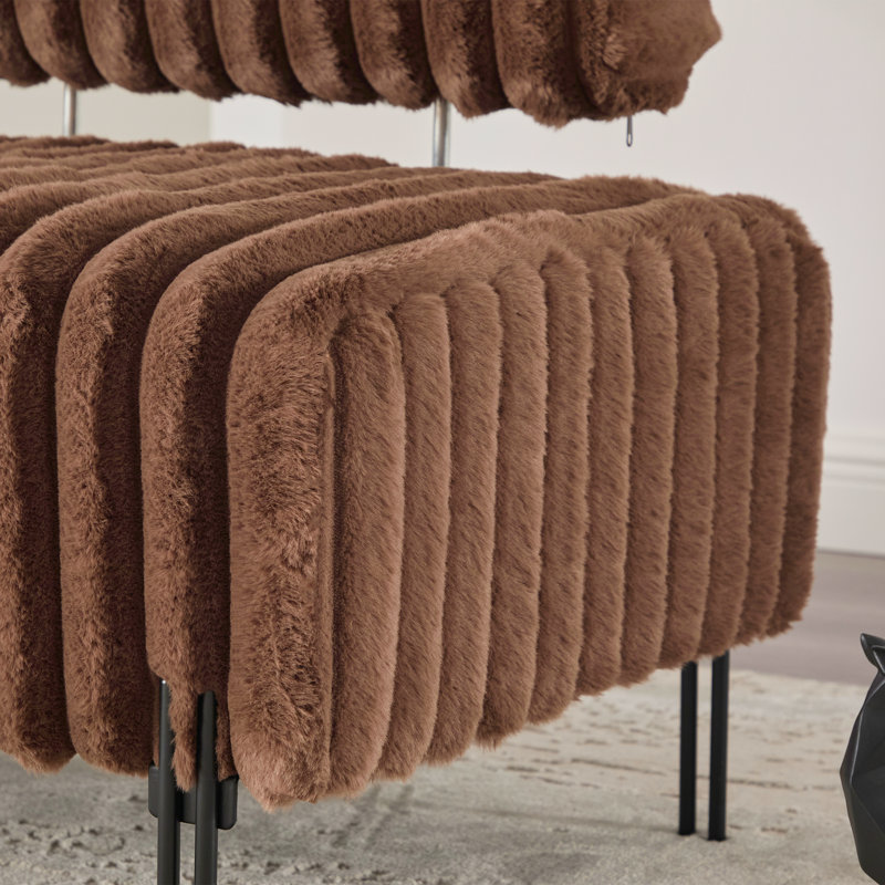 49.6" W Upholstered Bench, Brown