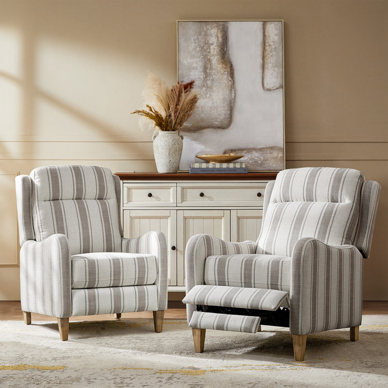 Manual Recliner with Solid Wood Legs, Tan