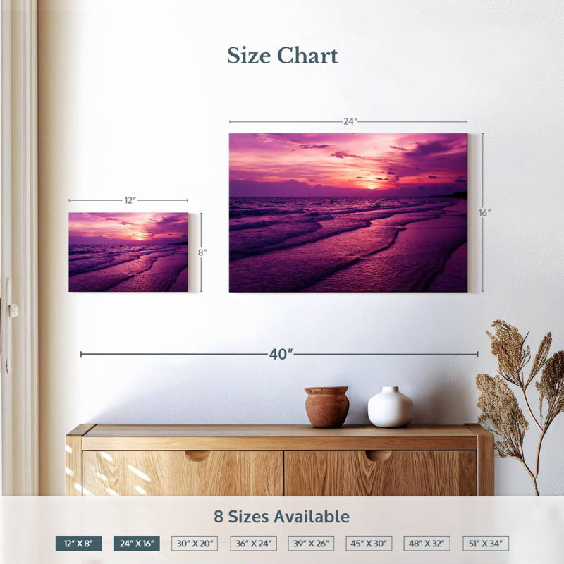 Mauve coucher de soleil mauve, H 16 po x l 24 po