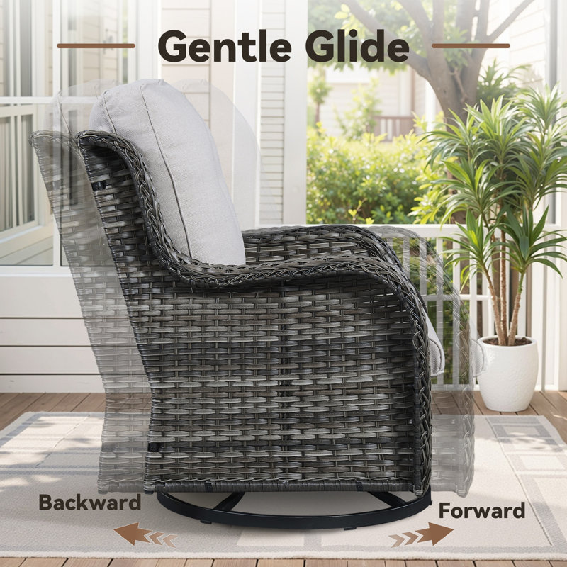 Chaise berçante et pivotante avec coussins 3 pièces Schutt, gris, Gris clair