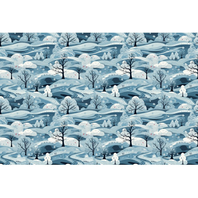 Édredon neige d'hiver / bleu / blanc