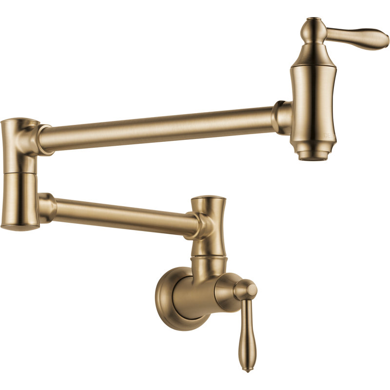 Traditional Brushed Gold Pot Filler Kitchen Faucet, Wall Mount Kitchen Faucet, Champagne Bronze, Brilliance Champagne Bronze