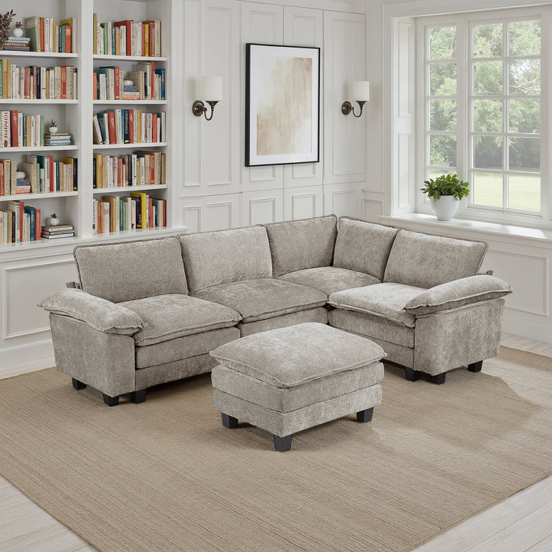 Snyder 110.5" Modern & Contemporary Sectional Sofa - Chenille Modular Sectional Sofa with Durable Plywood Construction and Supportive Foam & Pocket Coils