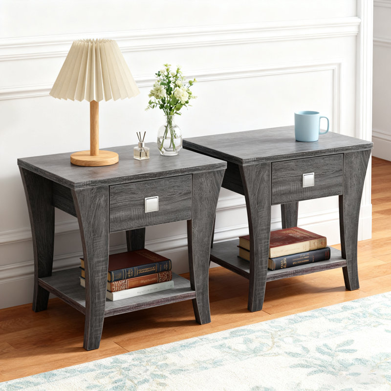 Table de bout avec rangement Vernel, Ensemble de 2