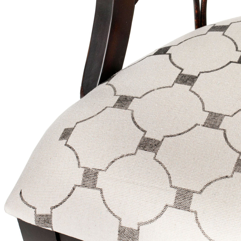 Banc en bois Bristlewood, Motif géométrique Ivoire et gris
