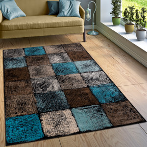 Wrought Studio Keneipp Geometric Turquoise/Brown Area Rug & Reviews ...