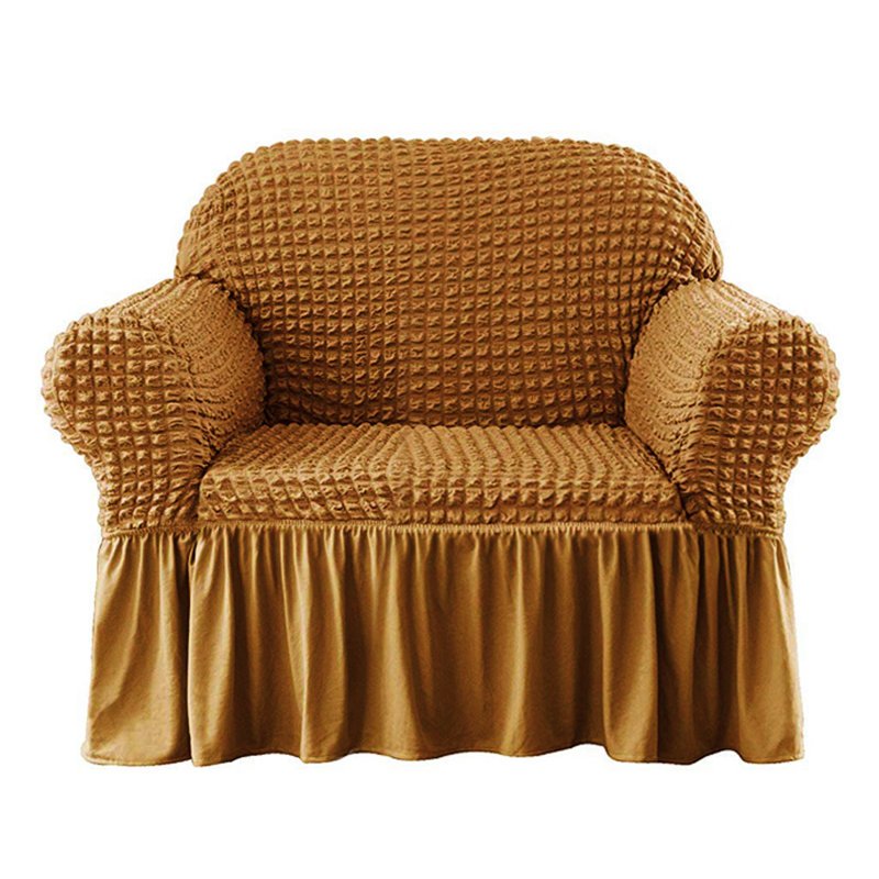 Housse pour canapé à coussins carrés / rectangulaires Bubble, H 40 po x l 55 po x P 90 po, Mélange de polyester café rouge