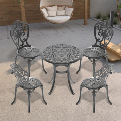 5-Piece Set Of All-Weather Cast Aluminum Dining Furniture Set With Black Frame