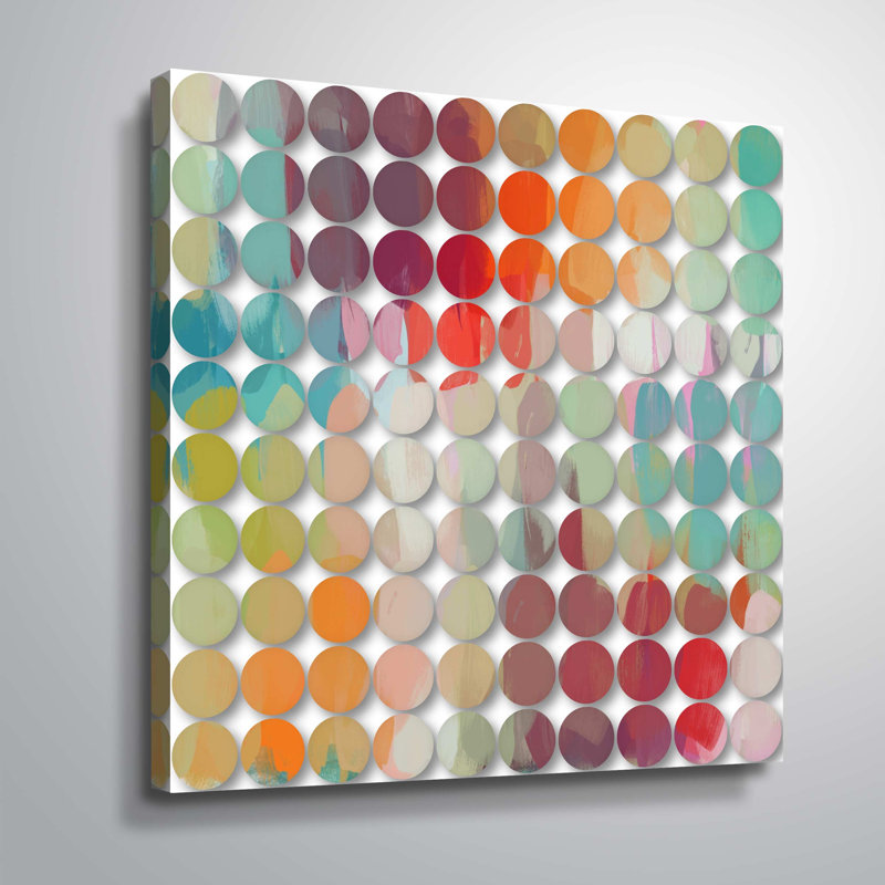 Cercles colorés 7-imprimé sur toile, Toile tendue, H 14 po x l 14 po x P 2 po