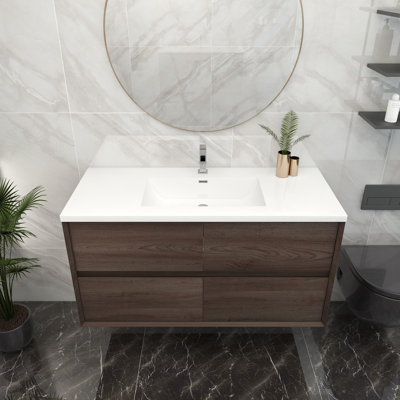 48" Wall-Mounted Single Sink Bathroom Vanity