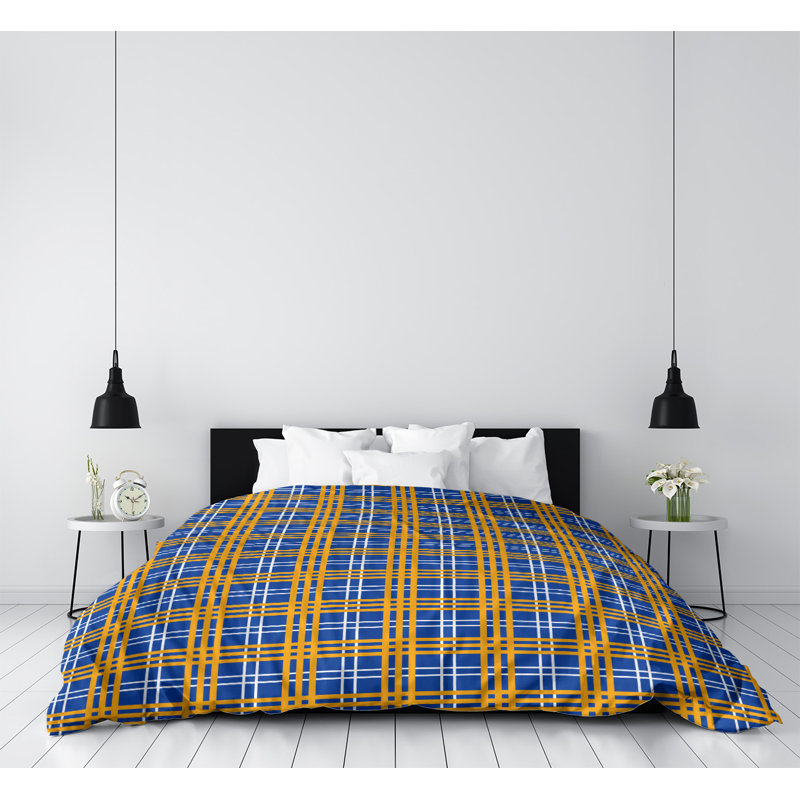 Housse de couette simple LA football Luxury, Housse de couette pour grand lit, Bleu / Blanc / Doré, Polyester brossé
