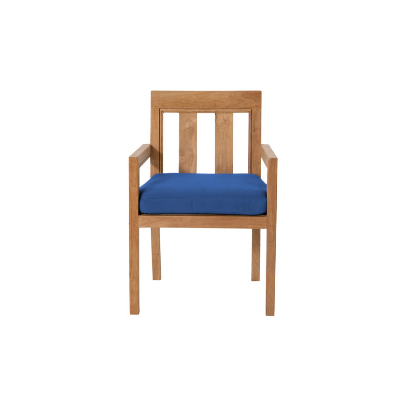 Chatsworth Teak Outdoor Dining Arm Chair (Set of 2), Sapphire