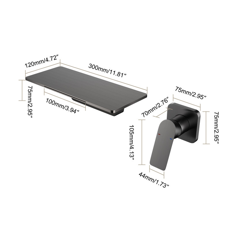 Elegant Gunmetal Bathroom Faucet - Waterfall, Brass, Single, Wall Mounted Waterfall To Save Space