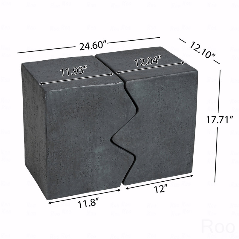 Haven Modern MGO Rectangular Side Table, Stone Gray