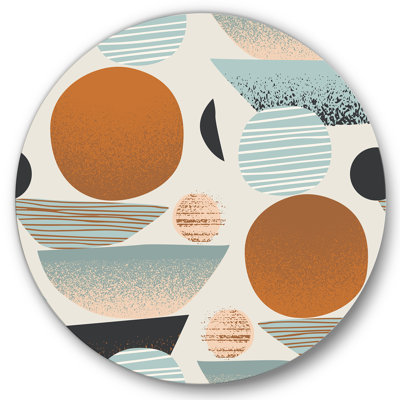 «Retro Shapes with Abstract Suns And Moons I» - art mural moderne en métal