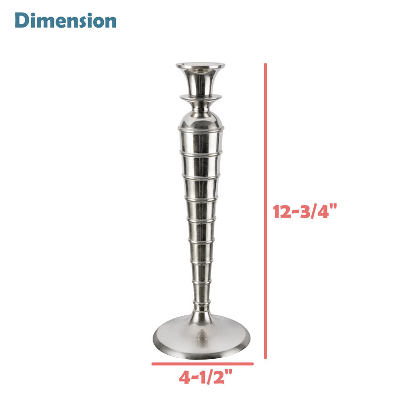 Nickel Aluminum Tall Tabletop Candlestick Set