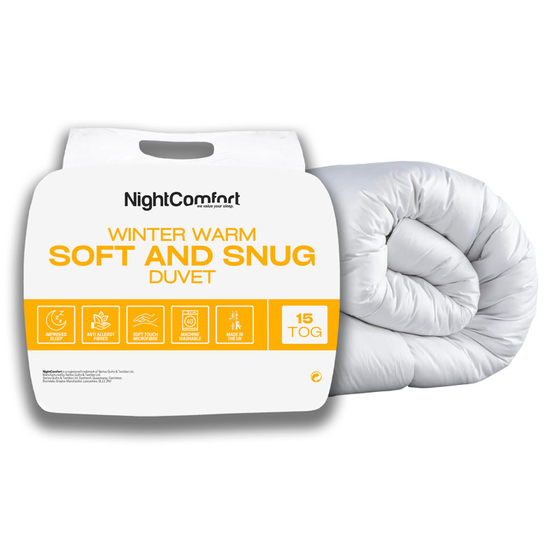 NightComfort Soft & Snug Anti-Allergy Winter Warm Microfibre 15 Tog Duvet, Single