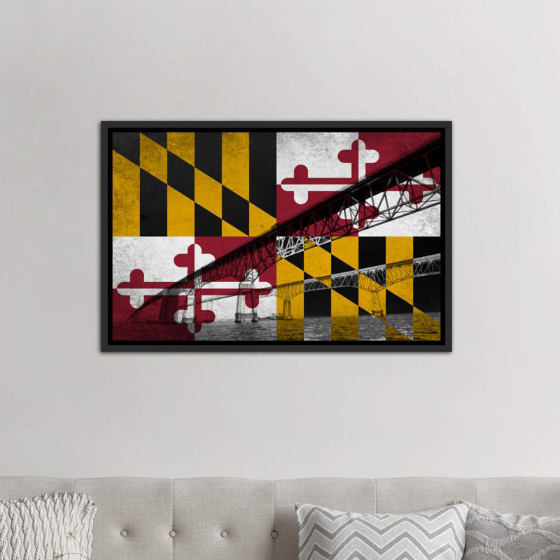 « maryland (chesapeake bay bridge) »-impression sur image, Toile avec cadre noir, H 48 po x l 32 po x P 1,5 po