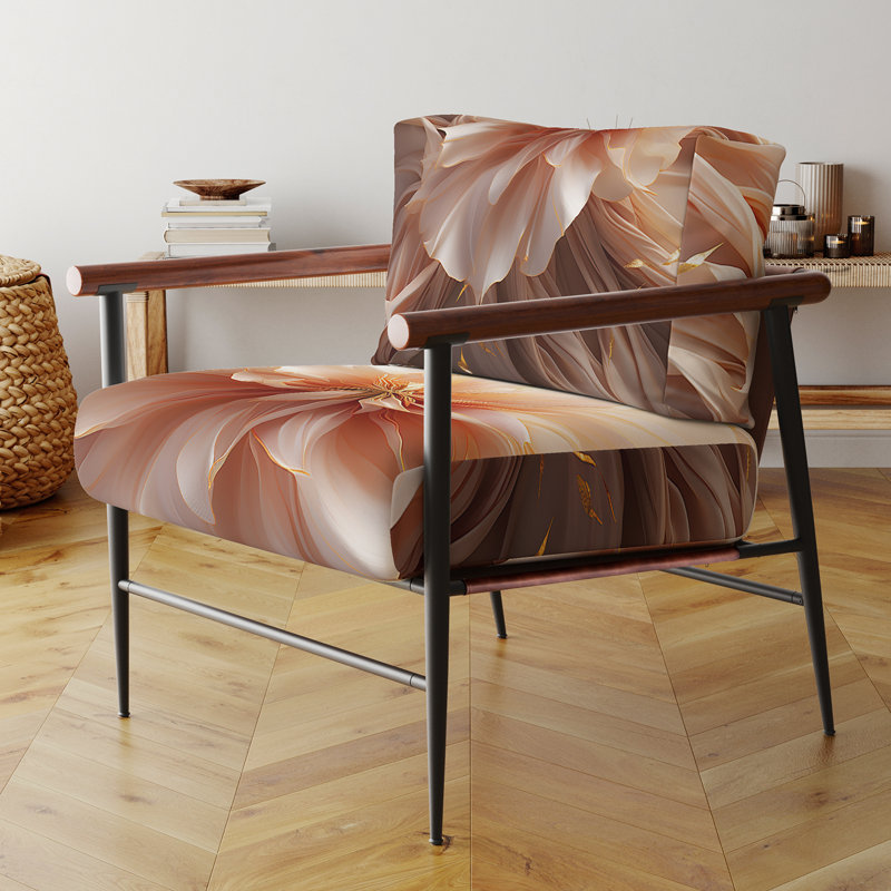 Fauteuil d'appoint rembourré blanc liquide et rose clair I Soft Flower Art, Noir, noir, noir, noir