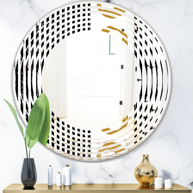 Miroir mural en forme de "wave vertical" à motif géométrique i moderne, 23,6 po x 23,6 po
