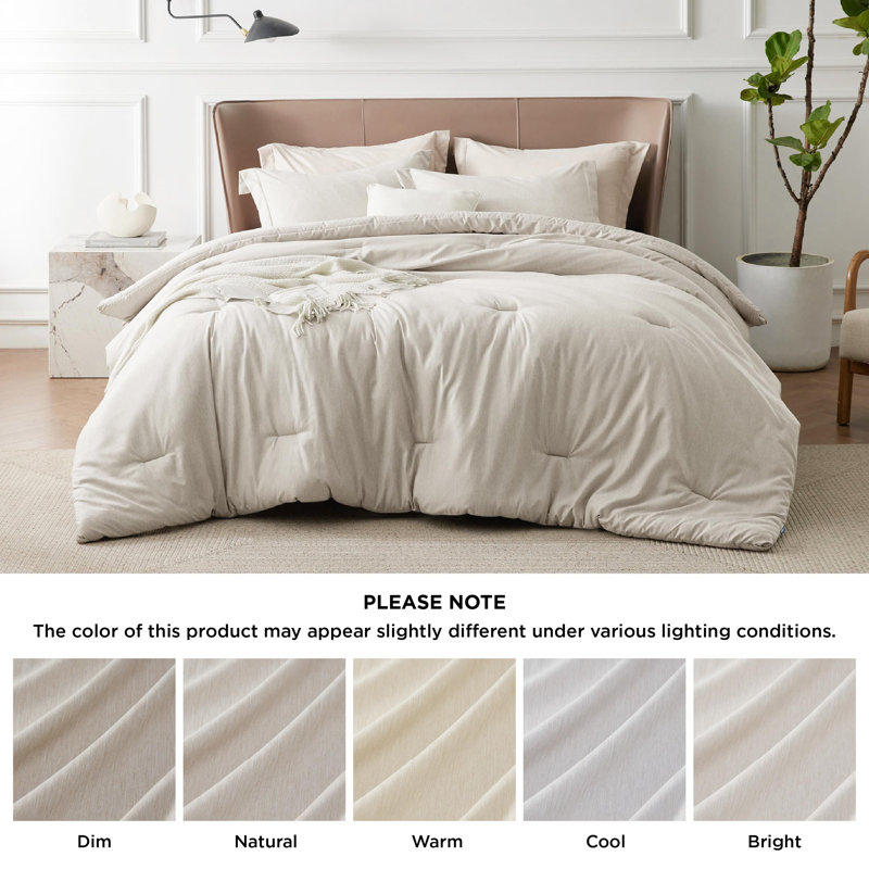 Bedsure Comforter Set - Soft Bedding for All Seasons, Cationic Dyed Bed Set, Beige, Full Comforter + 2 Pillow Shams